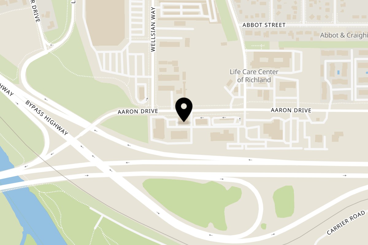 Map showing the location of El Agave Mexican Restaurant Richland on 1301 Aaron Dr in Richland