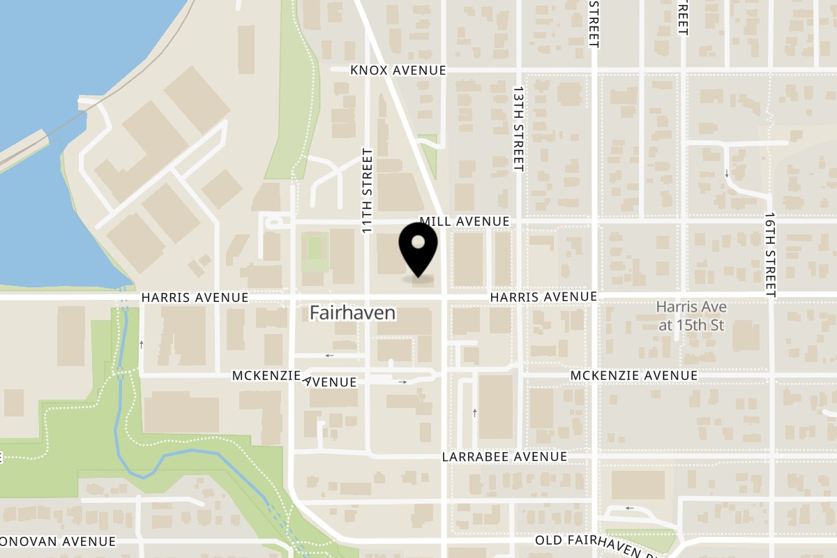 Map showing the location of El Agave Mexican Restaurant Harris on 1111 Harris Ave in Bellingham